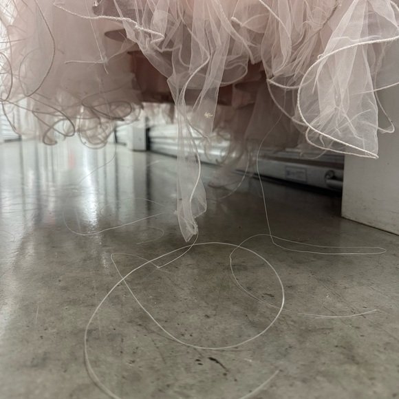 Blush Pink Ball Gown Quinceañera Prom Dress Rhinestone Corset Ruffle Tulle L/XL - Picture 9 of 14